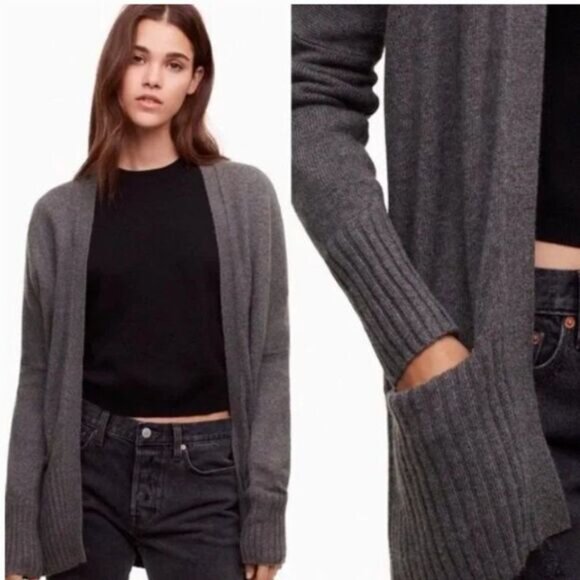 AZURE SKIES / Aritzia Lenox Sweater Cardigan Relaxed Fit Grey Sz XXS - Picture 14 of 15